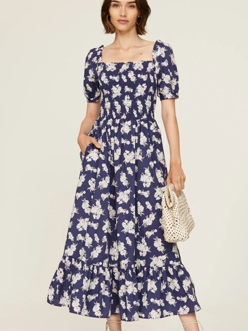 Polo Ralph Lauren Blue Floral Day Dress with pockets (size XL) - Picture 3 of 11